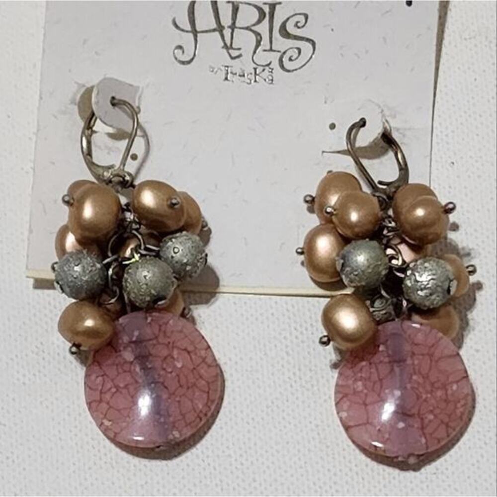 Treska funky rose pink drop earrings new!!!